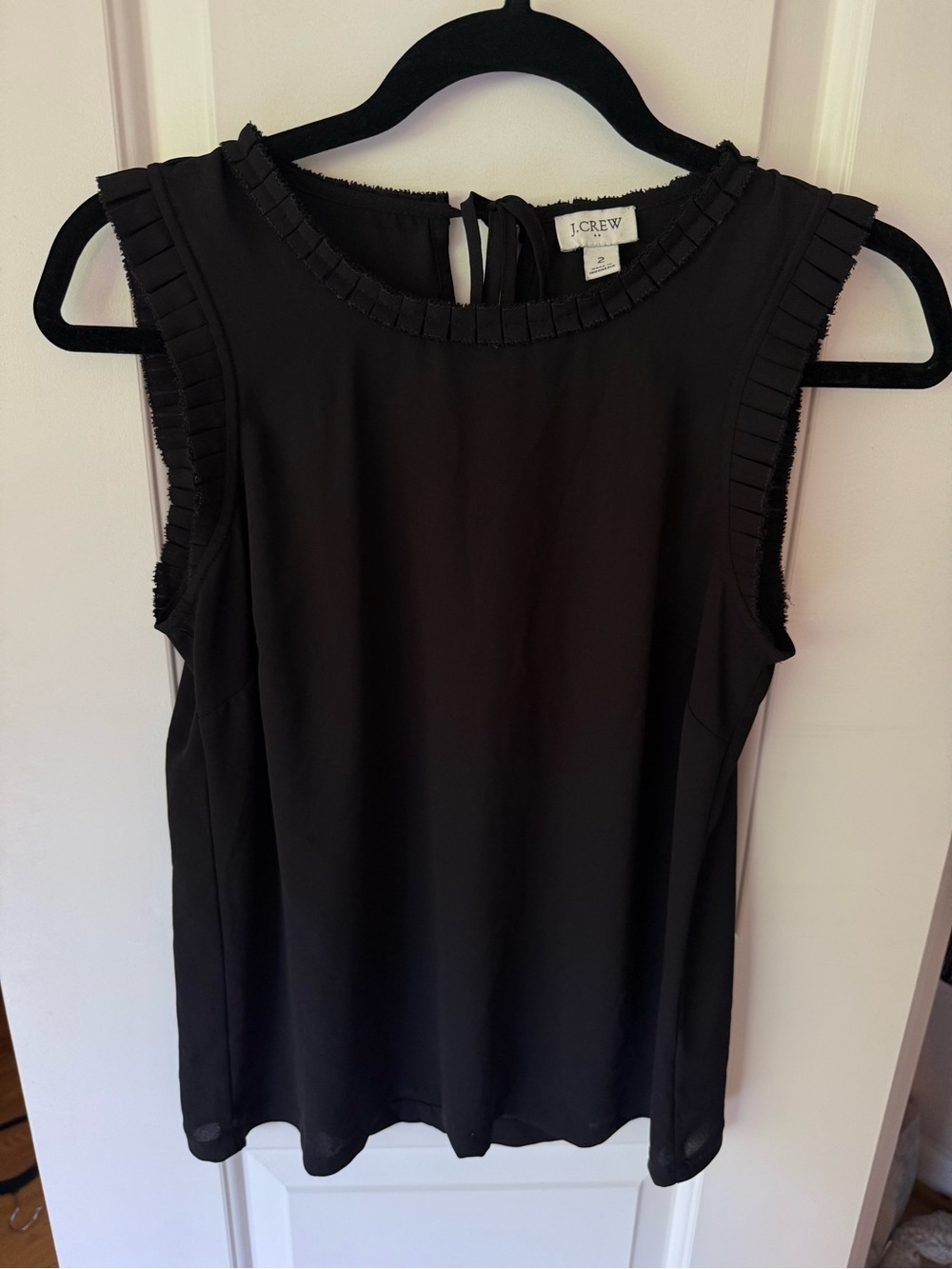 J. Crew Black Sleeveless Ruffle-Trim Camisole